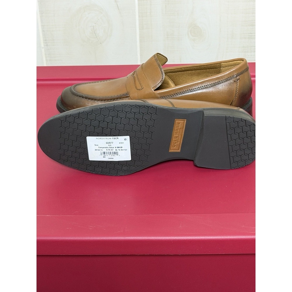 Cole Haan Luxury Hawthorne Penny Loafers Cognac 9.5 M - Picture 5 of 6